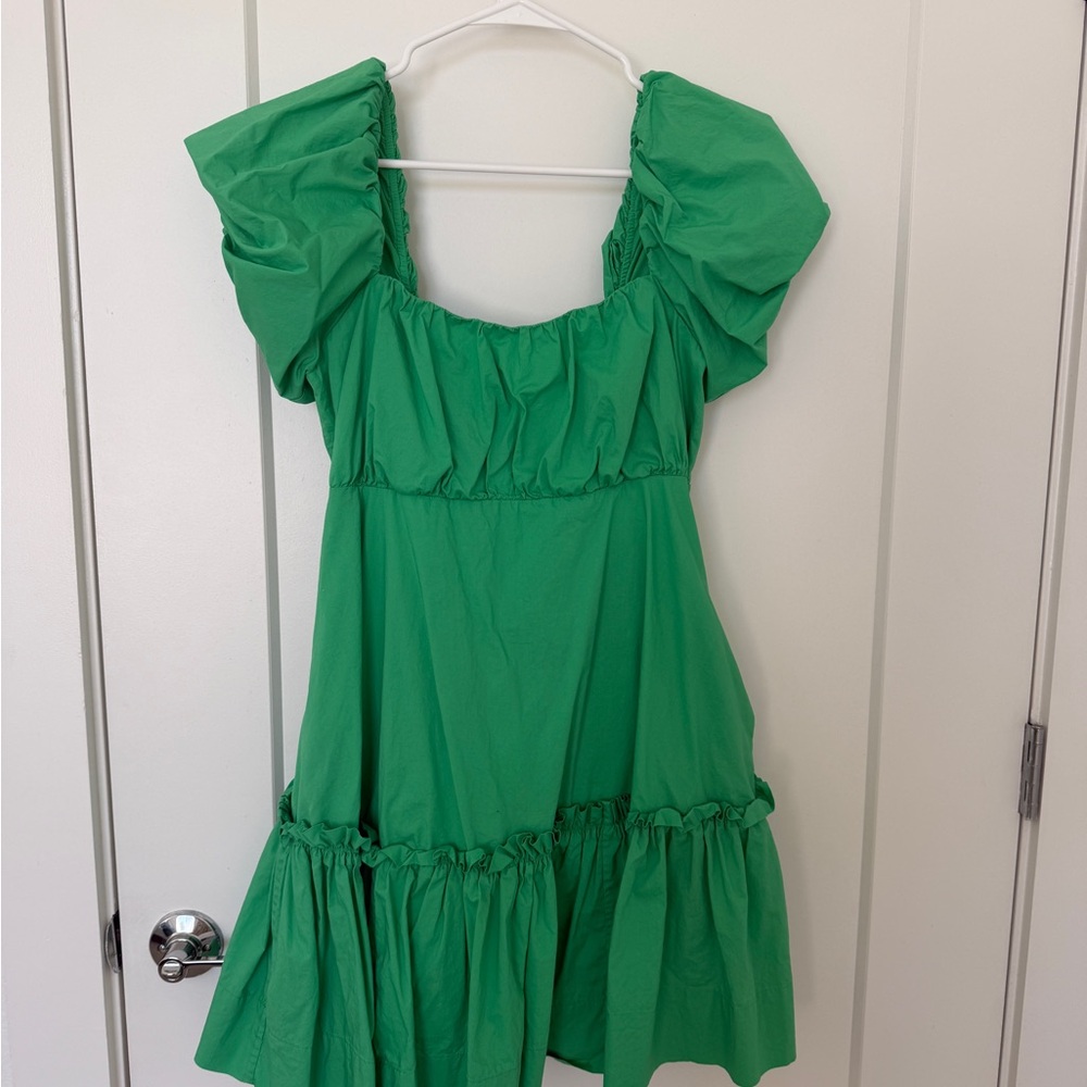 Lilly Pulitzer Bright Green Puff Sleeve Tiered Dress